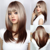 22'' Ombre Multi-Color Long Layered Straight Wig with Bangs